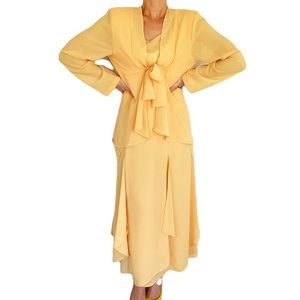 Vintage Moonlight yellow matching three piece skirt set size medium